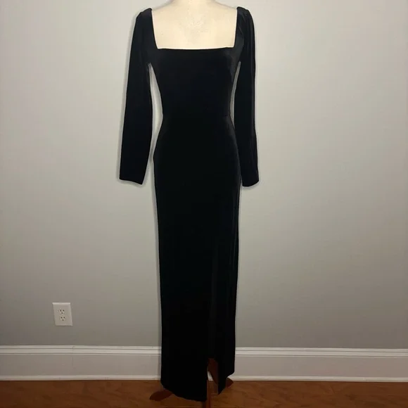 Jenny Yoo Rachel Square Neck Long Sleeve Velvet Gown size 2 - Picture 2 of 5